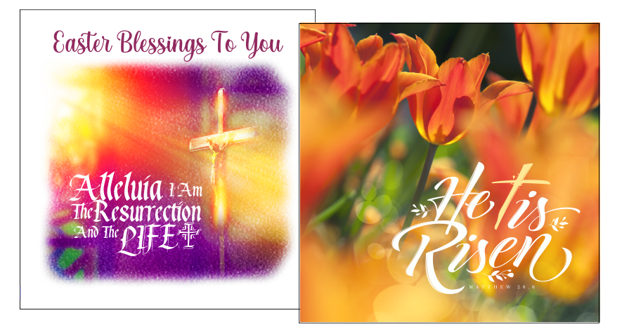 he is risen easter religious cards tulips