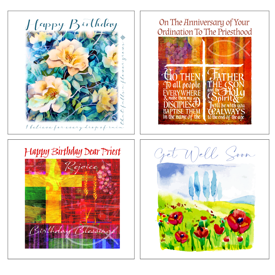 Christian birthday cards floral design